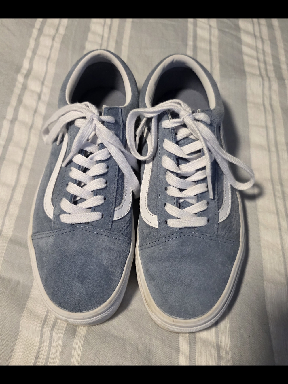 Womens VANS Light Blue Suede Low-Top Sneakers with White Accents